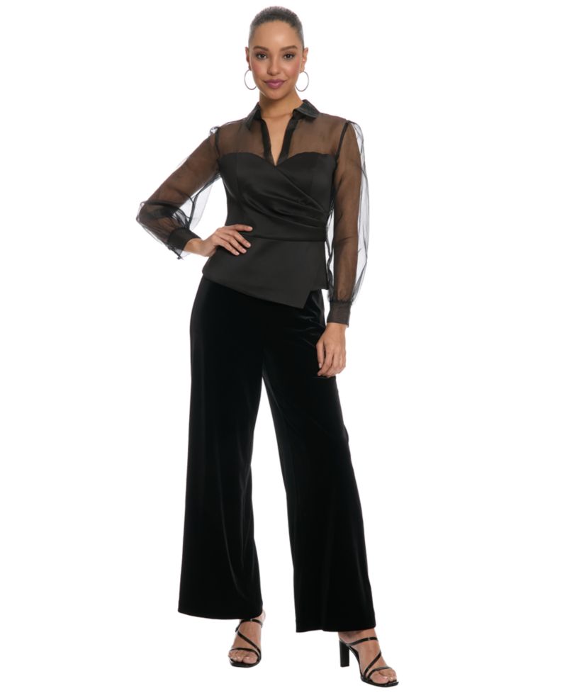 Women's Mikado Long-Sleeve Sheer Top
