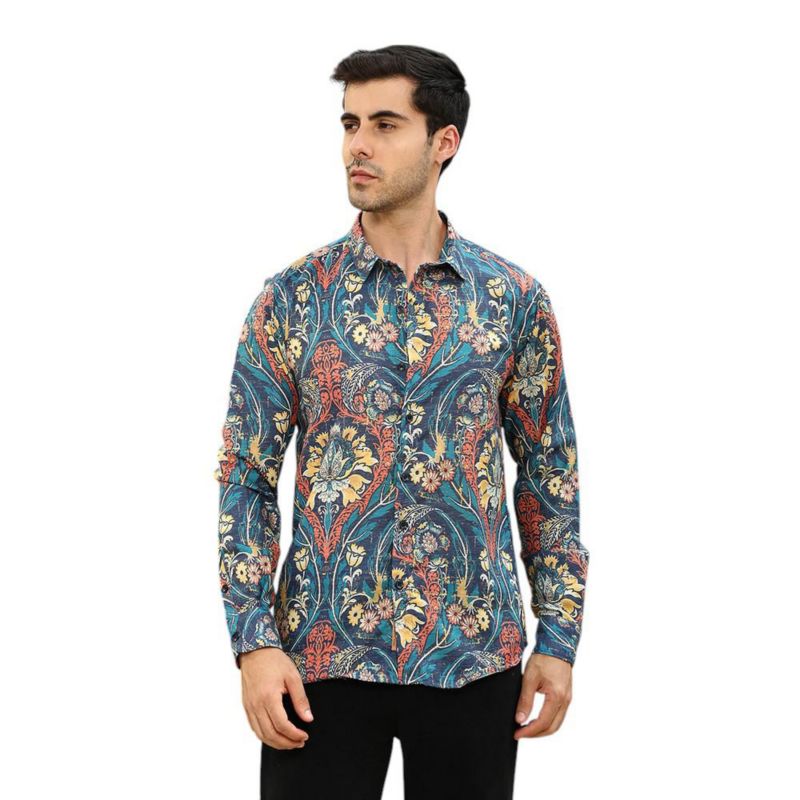 Men's Aegean Blue Floral-Opulance Shirt
