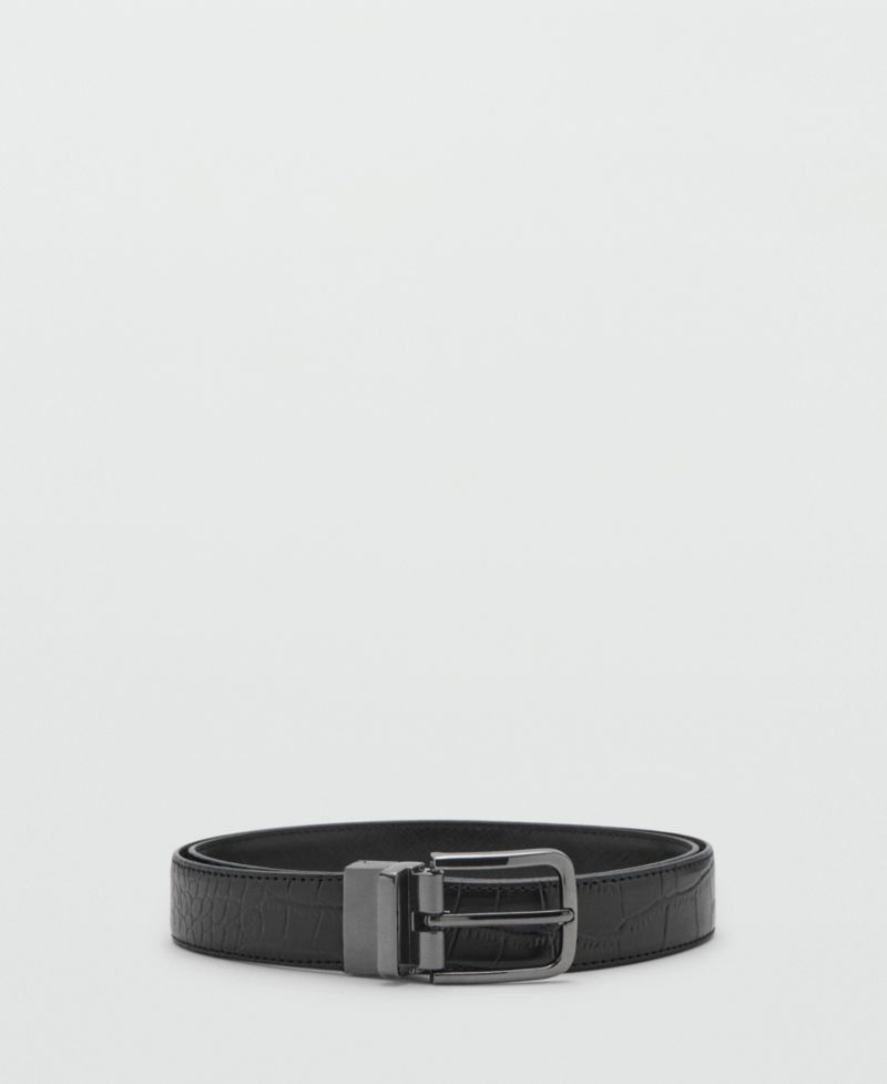 Men's Croc-Effect Leather Belt