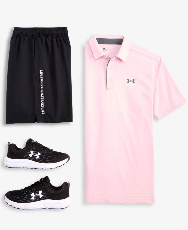 Tech Polo Shirt, Woven Shorts & Sneakers
