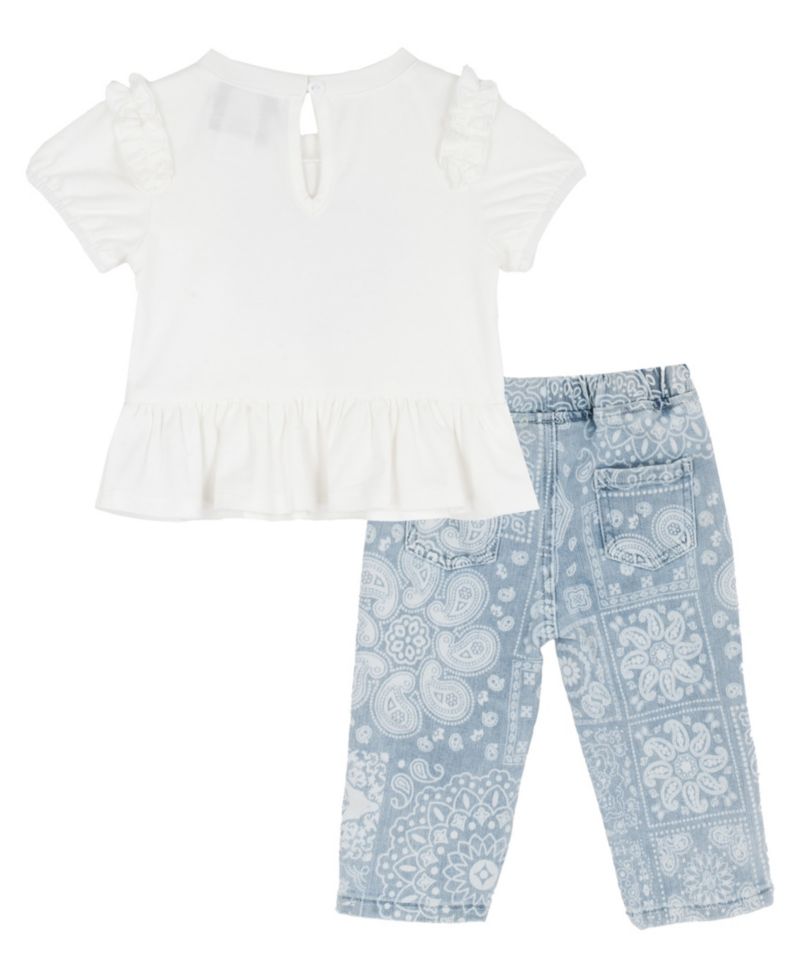 Baby Girls' Short-Sleeve Top and Pants, 2-Piece Set