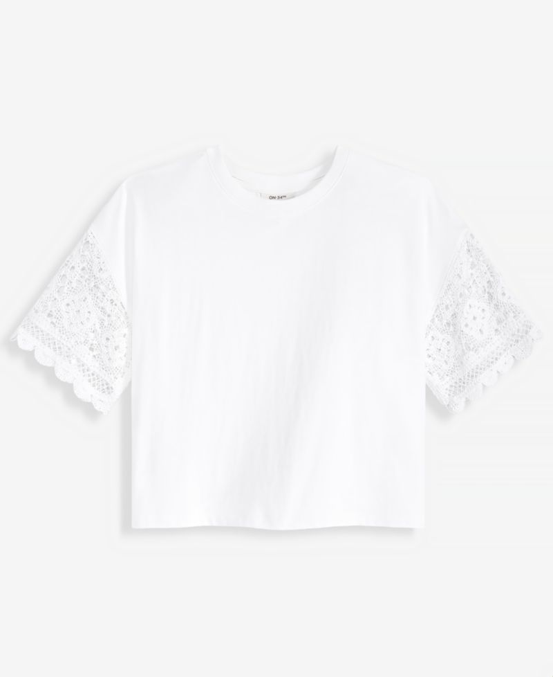 Women's Crochet-Sleeve Jersey T-Shirt