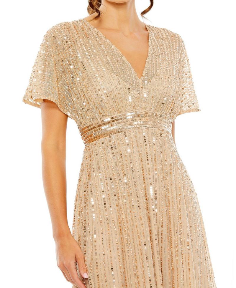 Women's A Line Embellished Short Sleeve Dress