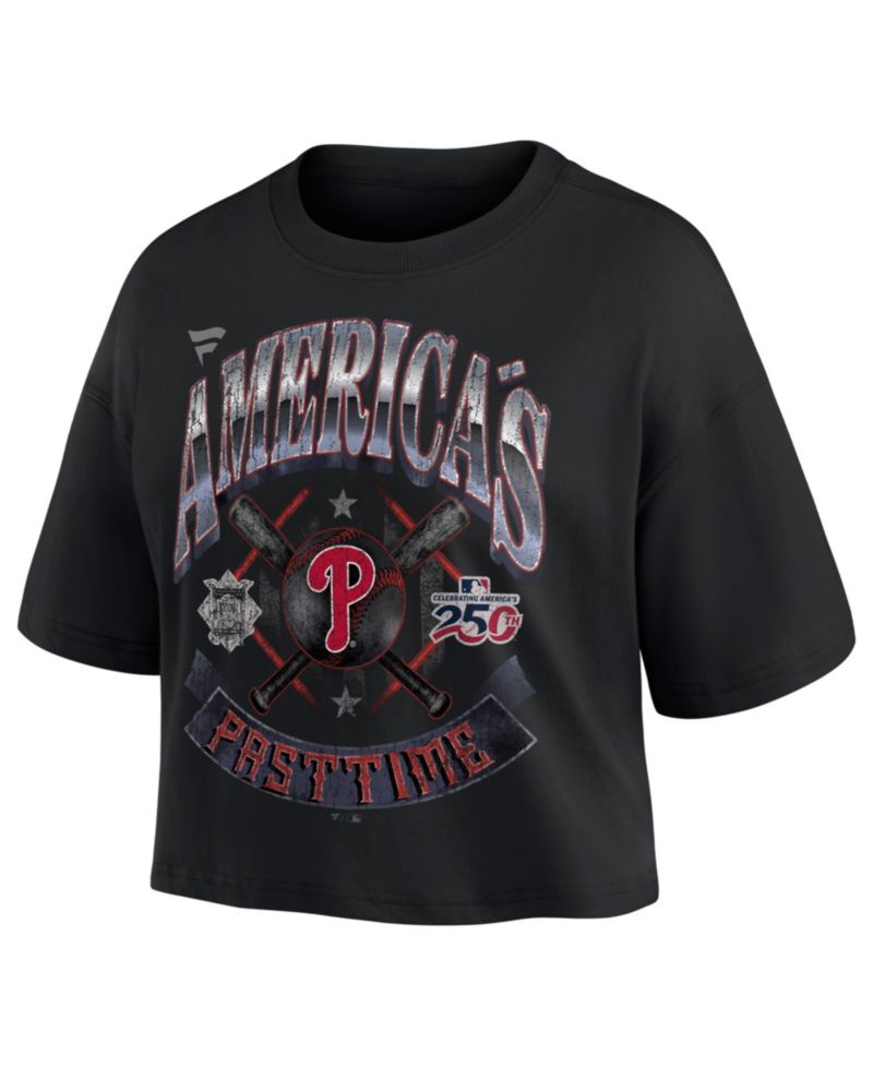 Women's Black Philadelphia Phillies Americana Crop T-Shirt