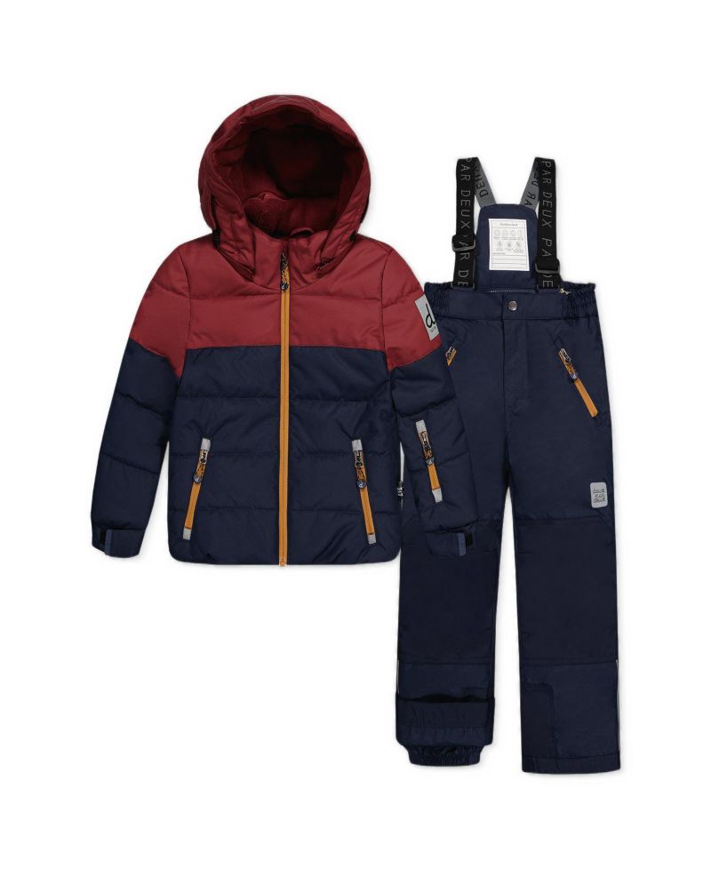 Little and Big Boy 6 TO 14 Two Piece Play Snowsuit and Burgundy with Pants