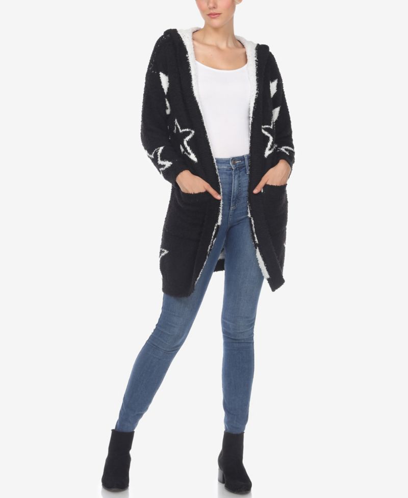 Women's Hooded Open Front Sherpa Cardigan