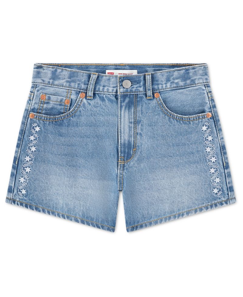 Girls' 7-16 Embroidered Mini Mom Shorts
