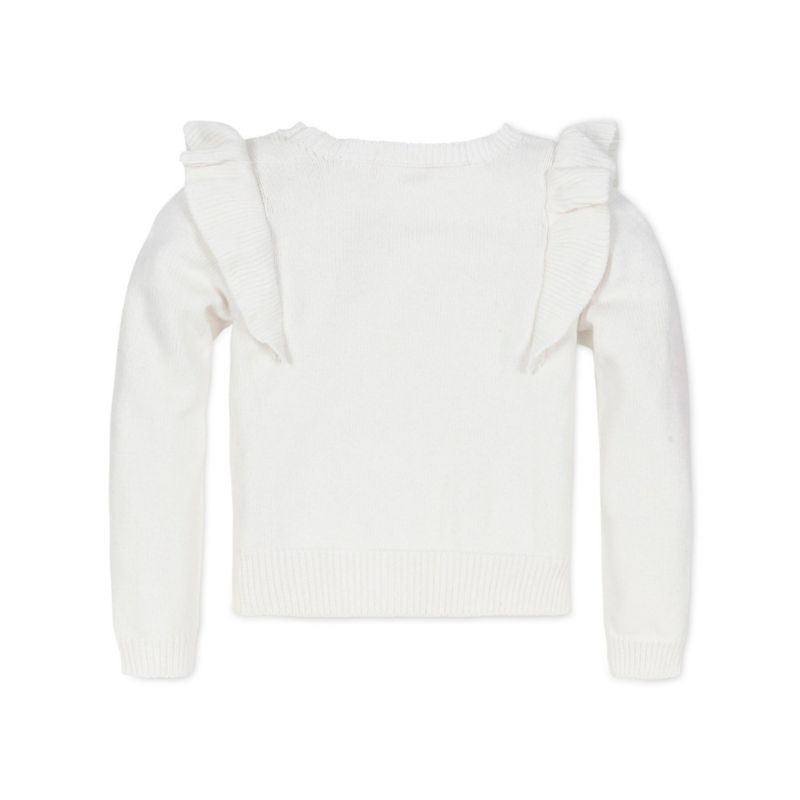 Baby Girls Hope and Henry Long Sleeve Pointelle Yoke Ruffle Sweater