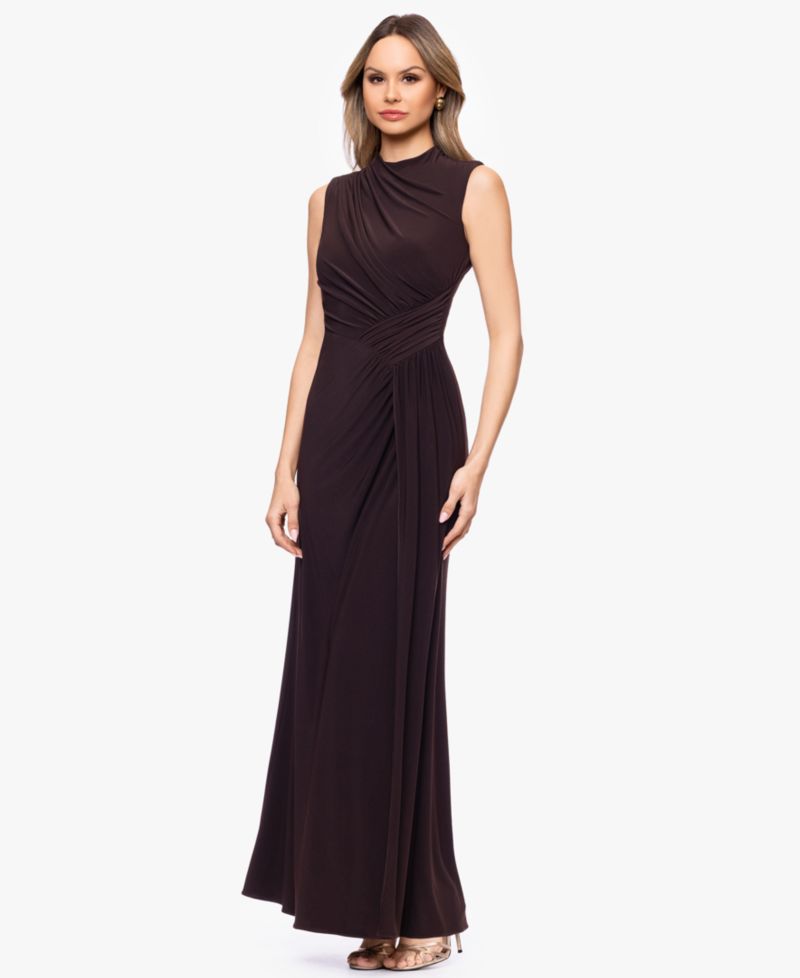 Petite Sleeveless Mock-Neck Ball Gown