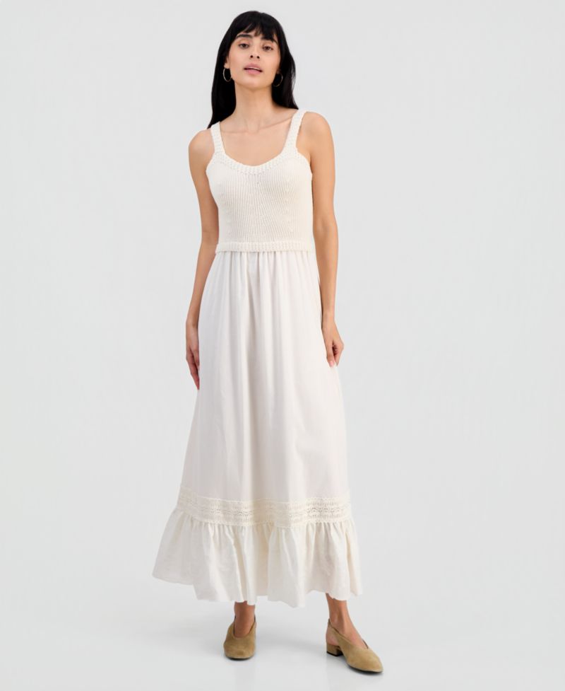 Petite Sleeveless Crochet Maxi Dress