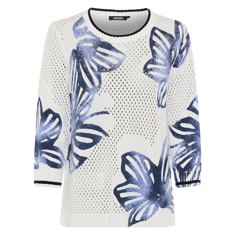 Women's Floral Ajour Knit Sweater