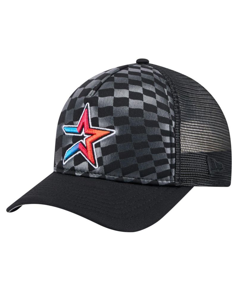 Men's Black Houston Astros Gradient 9FORTY A-Frame M-Crown Trucker Adjustable Hat
