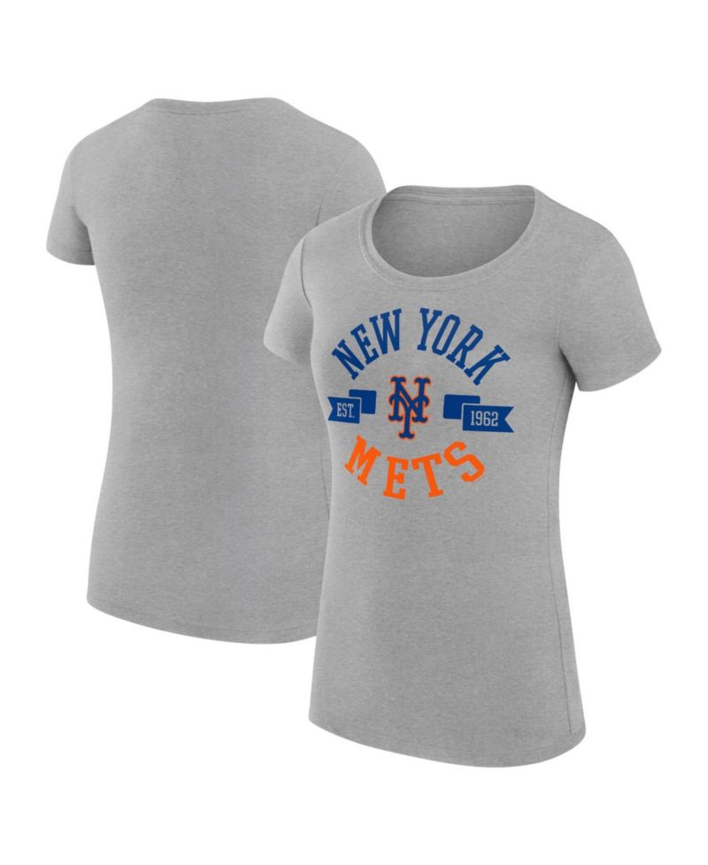 Women's Heather Gray New York Mets Super-Slim Fit Lightweight City Graphic T-Shirt