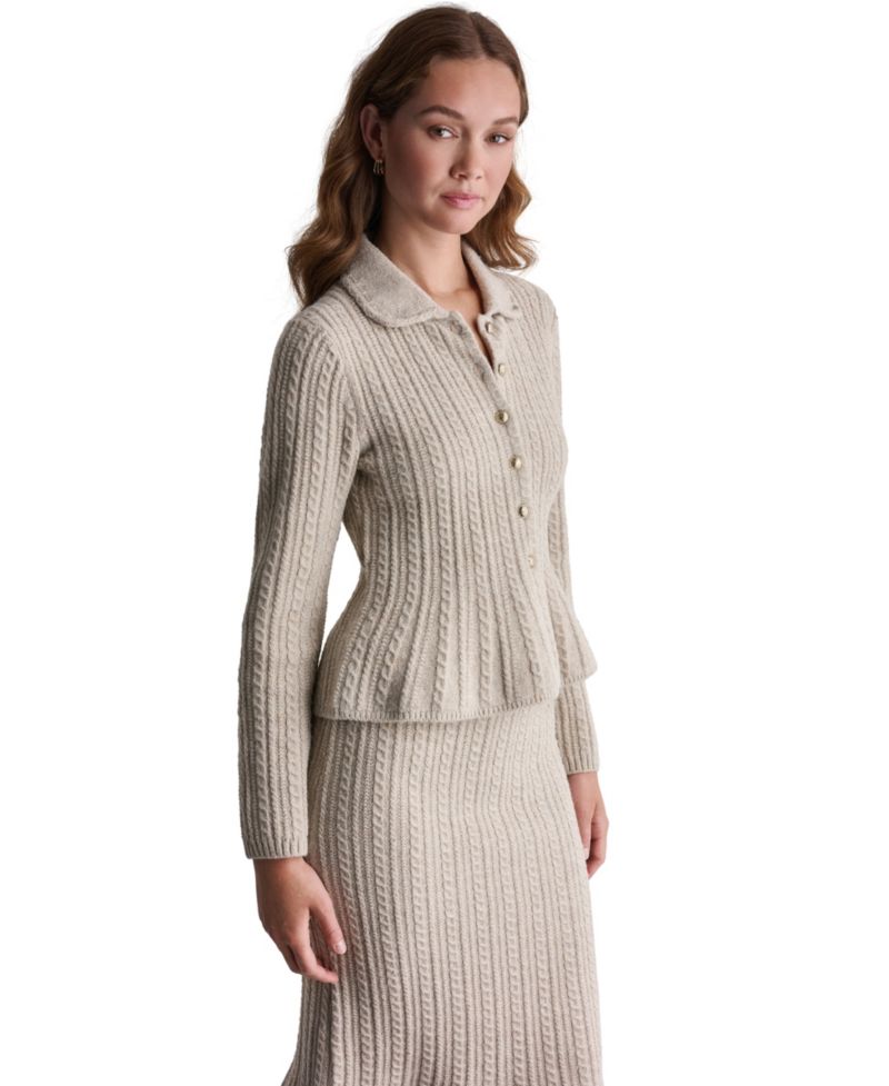 Women's Peplum Cable-Knit Cardigan Sweater
