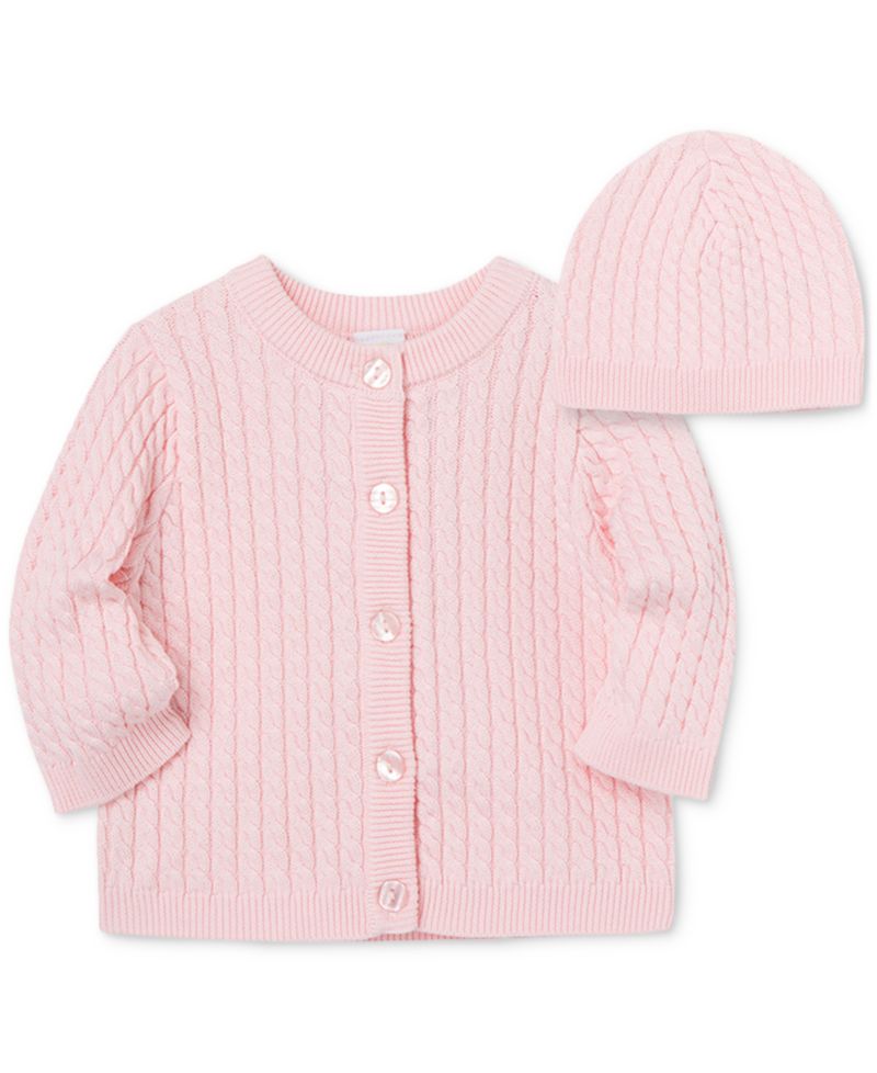 Baby Cotton Cable-Knit Cardigan & Matching Hat, 2 Piece Set