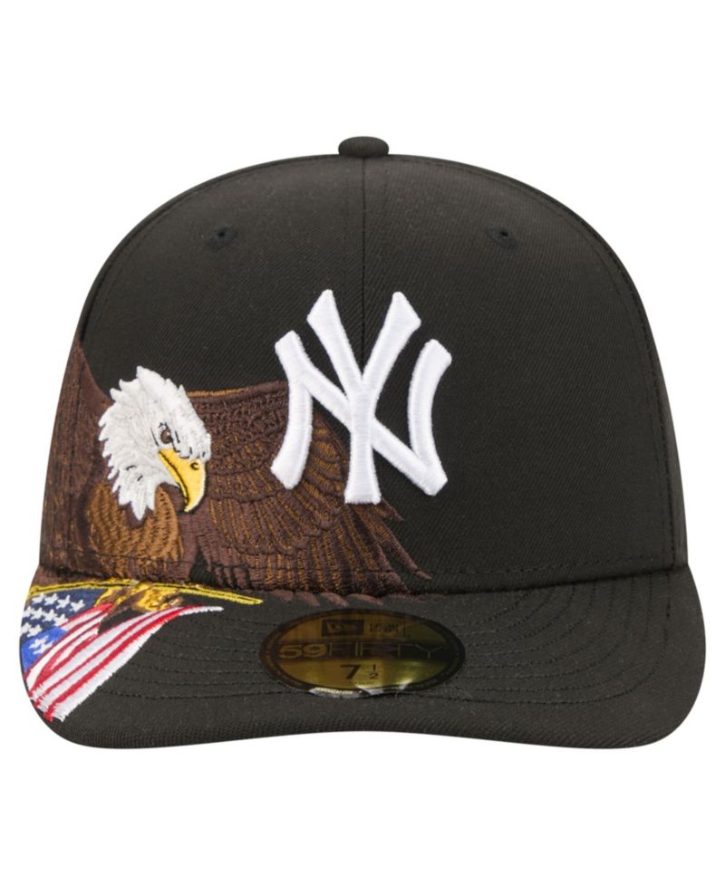 Men's Black New York Yankees Americana Bald Eagle Pre-Curved 59FIFTY Fitted Hat