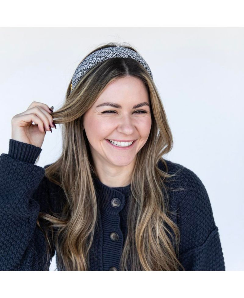 Women's Classic Padded Tweed Headband - Black Ivory
