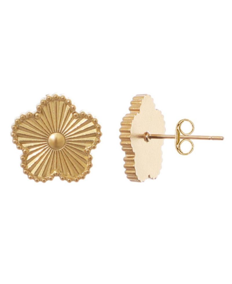 Tarnish Resistant Gold 5-Leaf Clover Stud Earrings