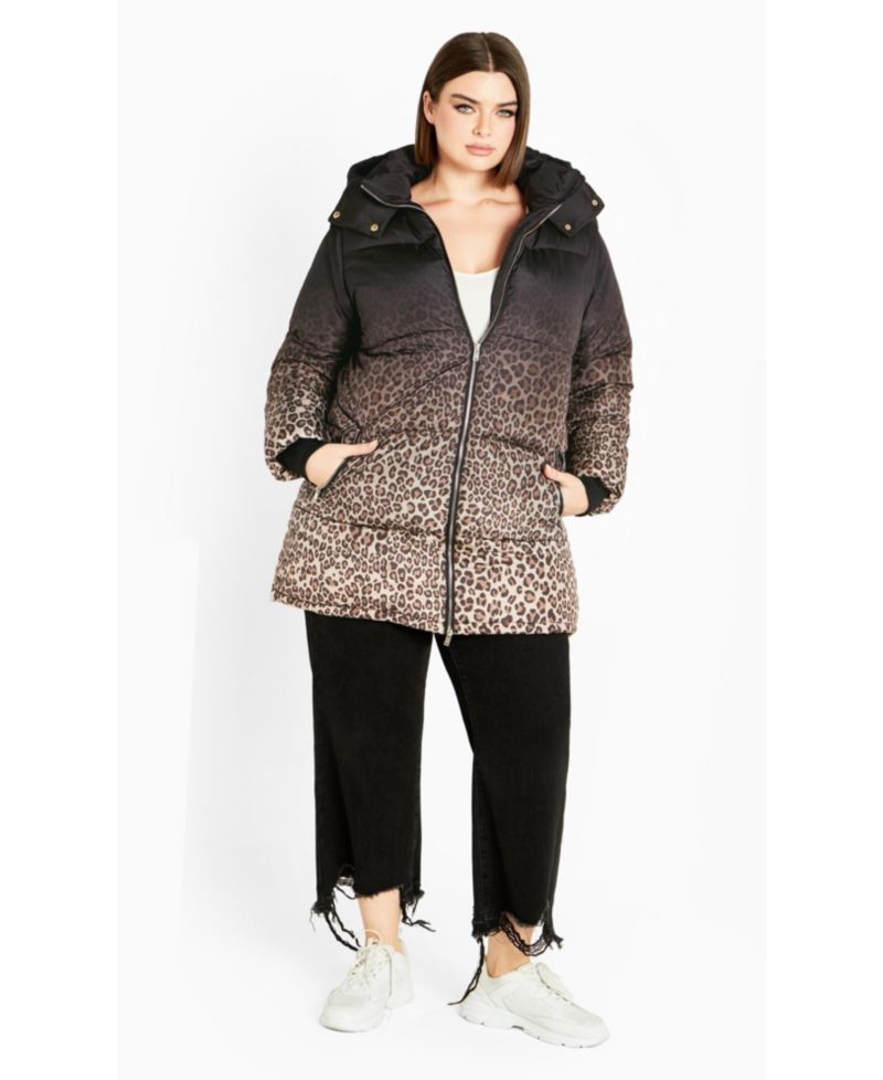Women's Plus Size Indi Print Puffer Jacket