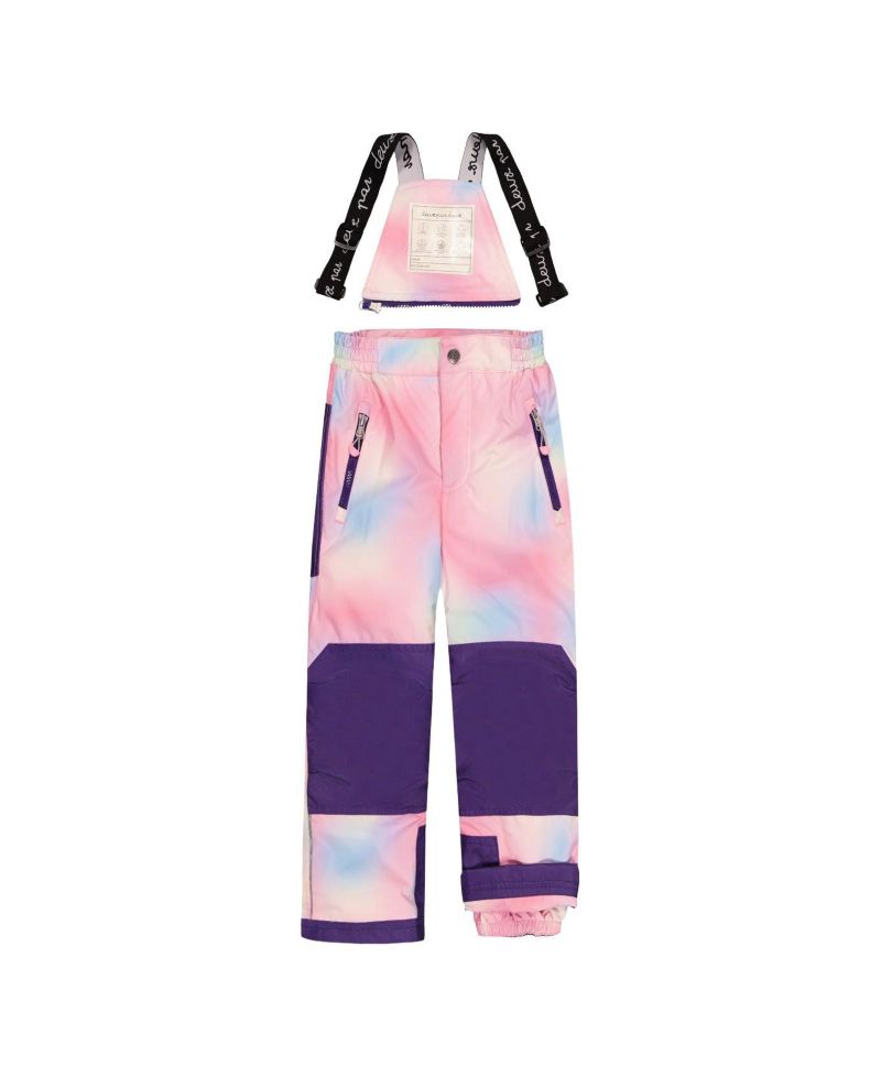 Little and Big Girl 6- 14 Two Piece Play Snowsuit Purple Unicorn Print with Multicolored Pants