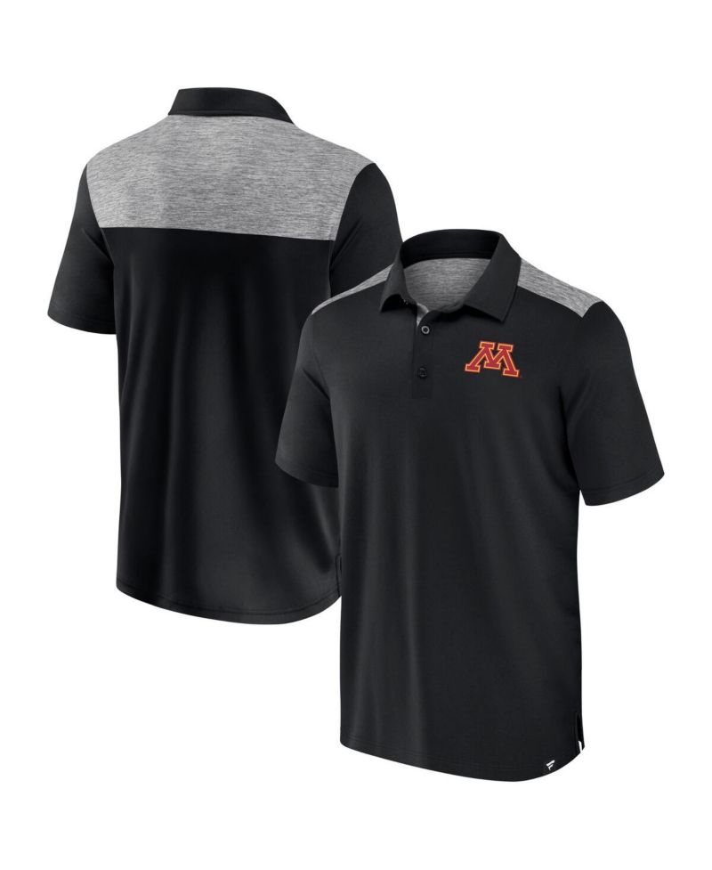 Men's Black Minnesota Golden Gophers Iconic Brushed Blocked Polo Shirt