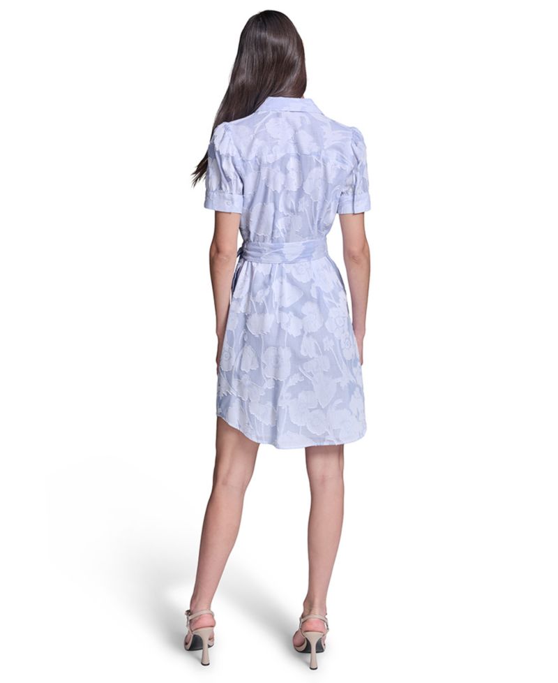 Women's Floral Burnout Cotton Shirt-Dress