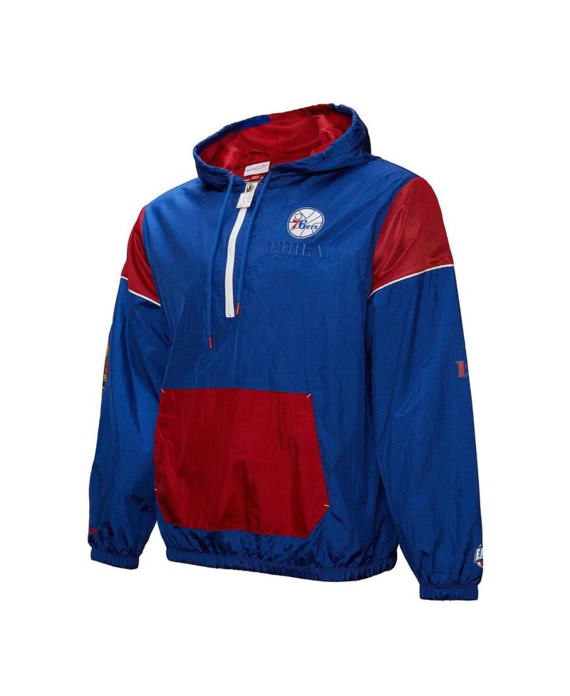 Men's and Women's Royal Philadelphia 76ers Hardwood Classics Team OG 3.0 Anorak Half-Zip Windbreaker Jacket
