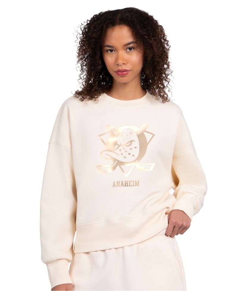 Women's Cream Anaheim Ducks Boxy Cropped Sweatshirt