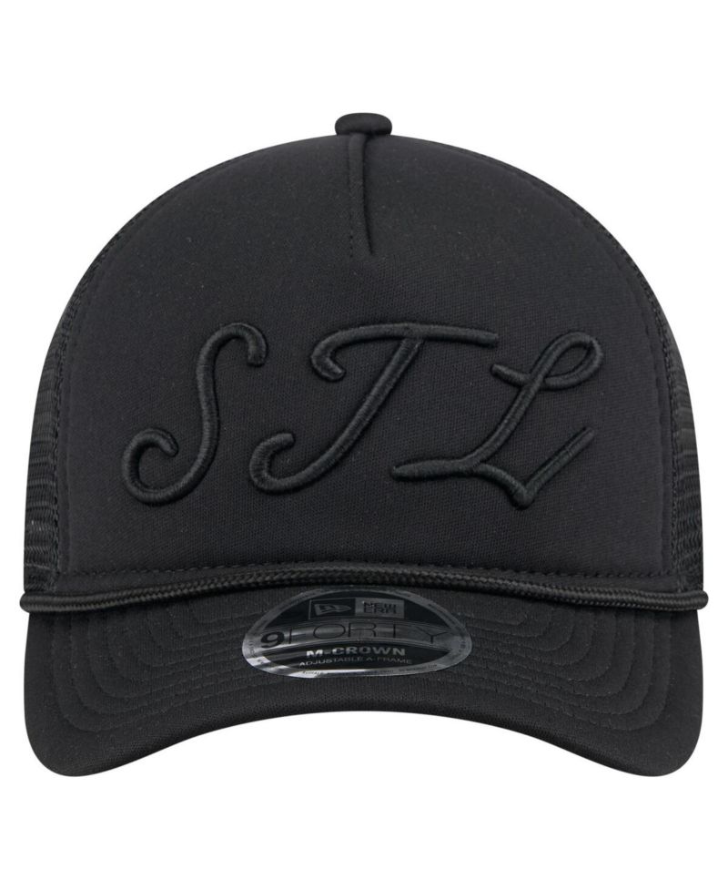 Men's Black St. Louis Cardinals City Initial 9FORTY A-Frame M-Crown Adjustable Trucker Hat