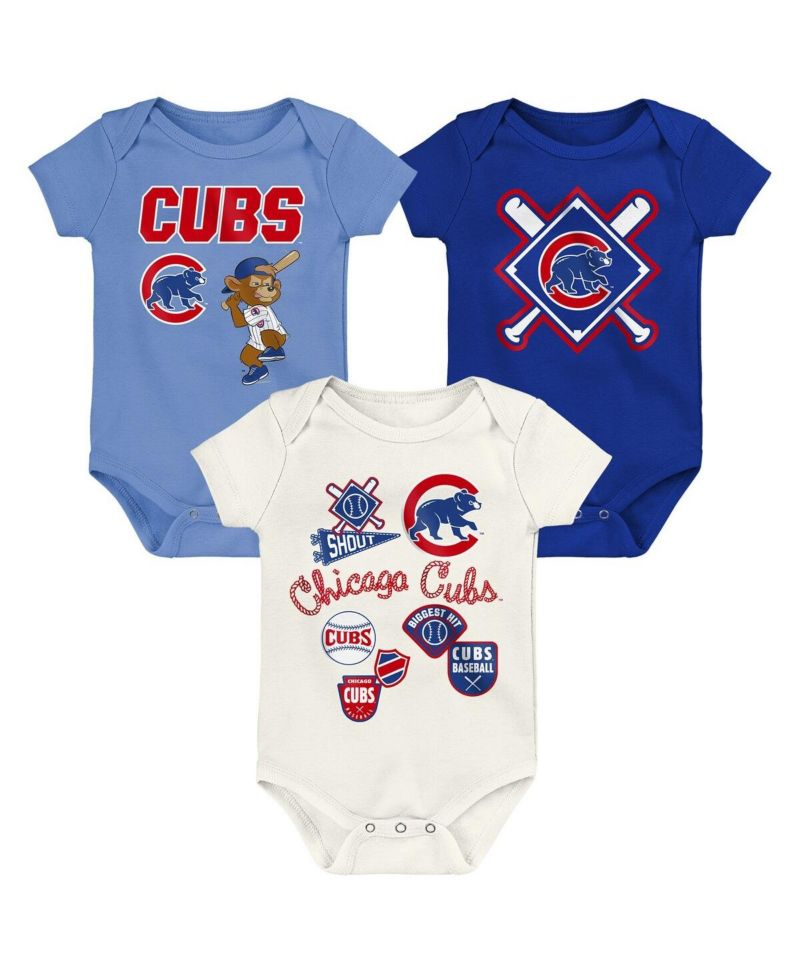 Baby Boys and Girls 3-Pack Chicago Cubs Home Plate Creeper Set
