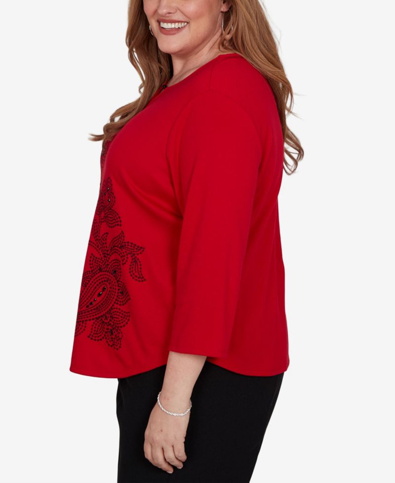 Plus Size Keyhole 3/4-Sleeve Top