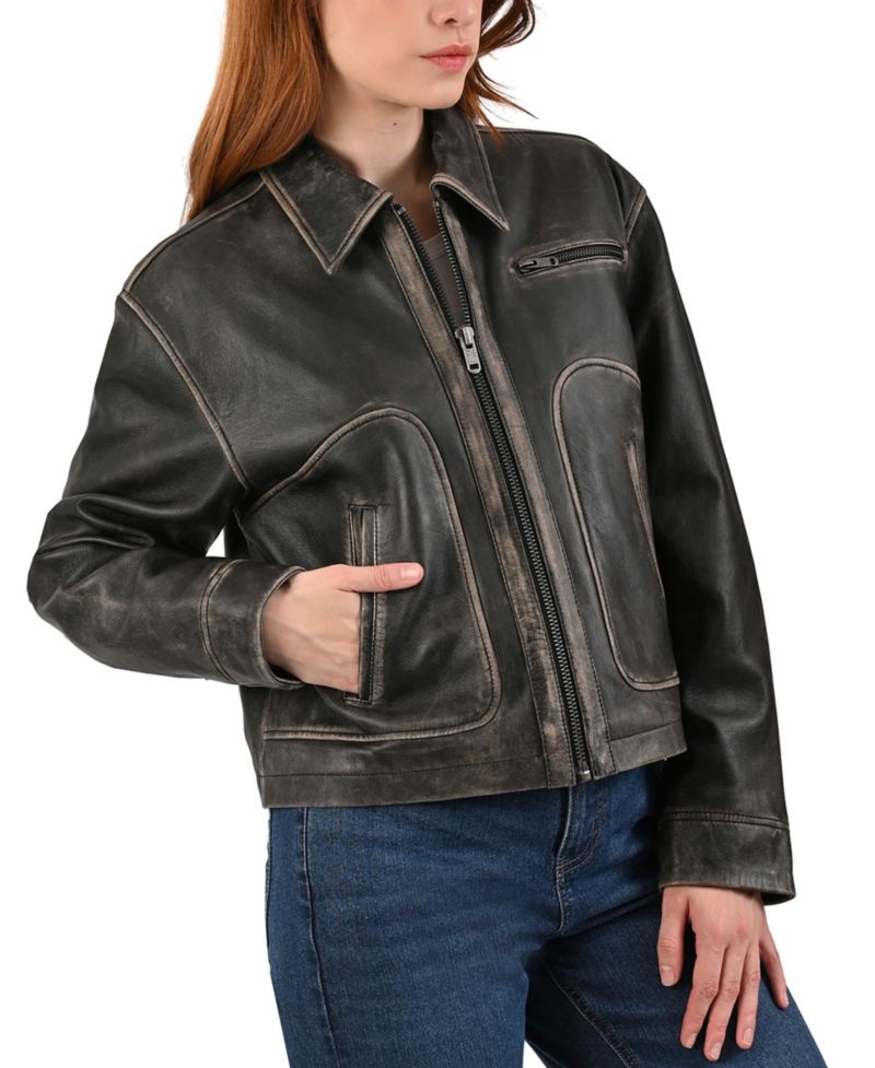Women's Vintage Blouson Lamb Leather Jacket