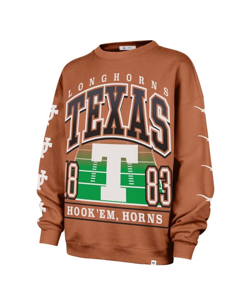 Women's Texas Orange Texas Longhorns Go Big Oversized Pullover Sweatshirt