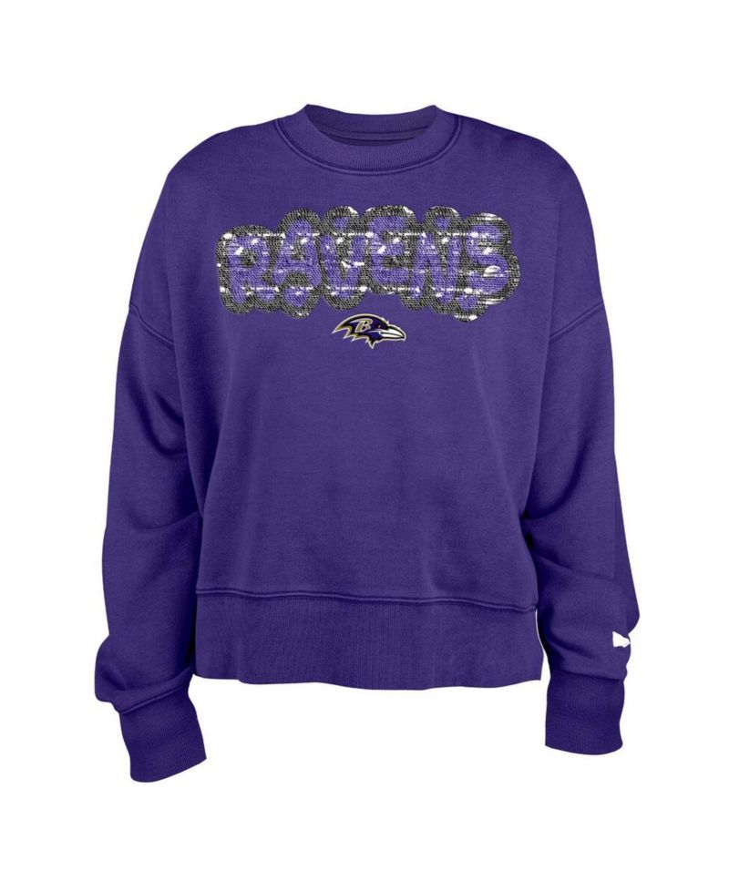 Girl's Purple Baltimore Ravens Flip Sequin Sweatshirt