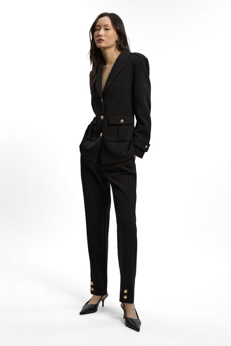Women's Petite Military Single Breasted Blazer