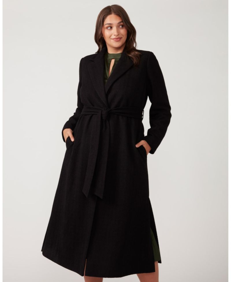 Women's Charmed Robe Black Long Below Knee Coat