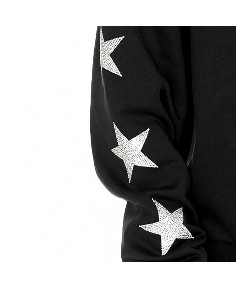 Women's Black Dallas Cowboys Rhinestone Star Sleeve Settle the Score Tri-Blend Pullover