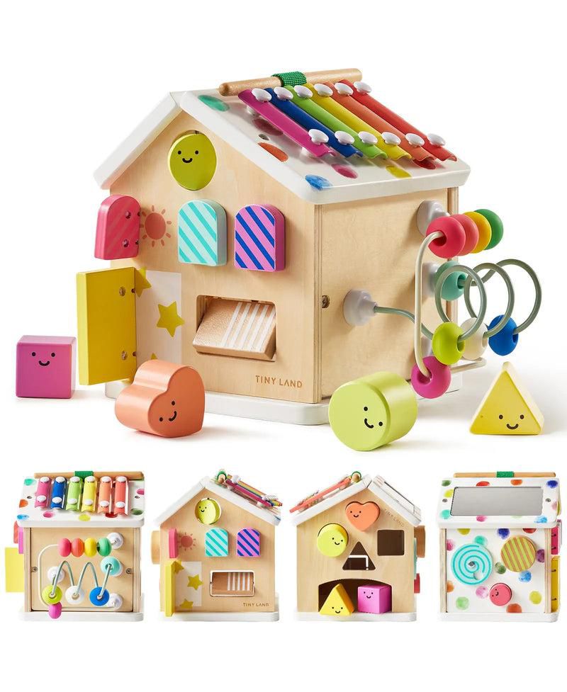 9-in-1 Wooden Activity Cube - Montessori Baby Activity Center