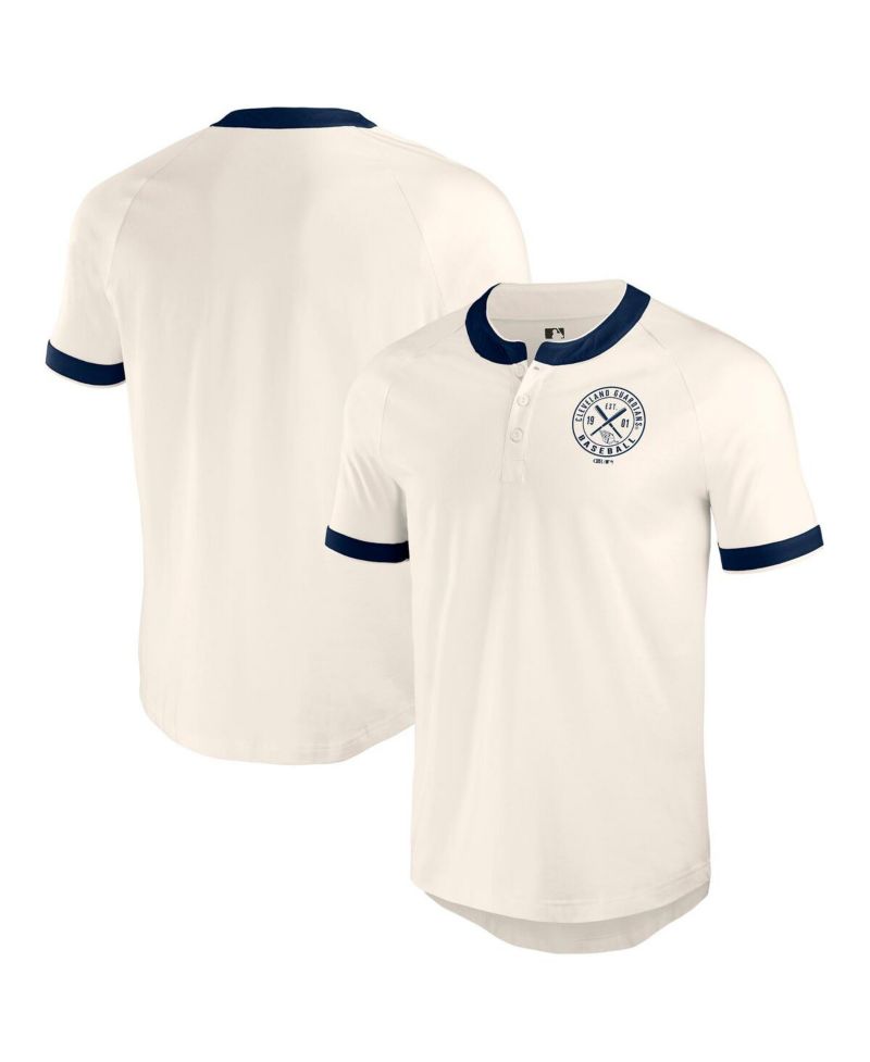 Darius Rucker Collection by Men's White Cleveland Guardians Henley Raglan T-Shirt