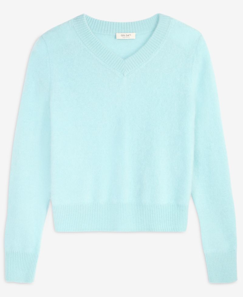 Women's Brushed 100% Cashmere V-Neck Sweater