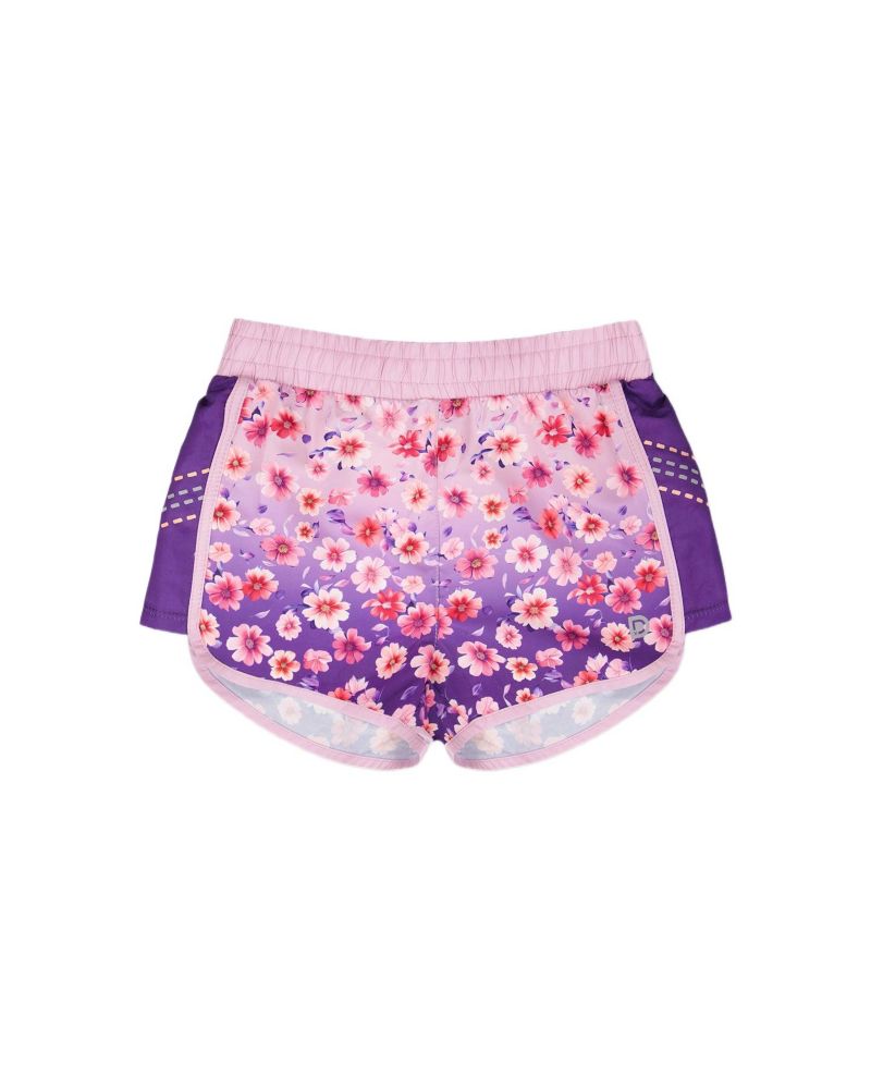Girl Athletic Shorts in Polyester Mauve Floral Gradient