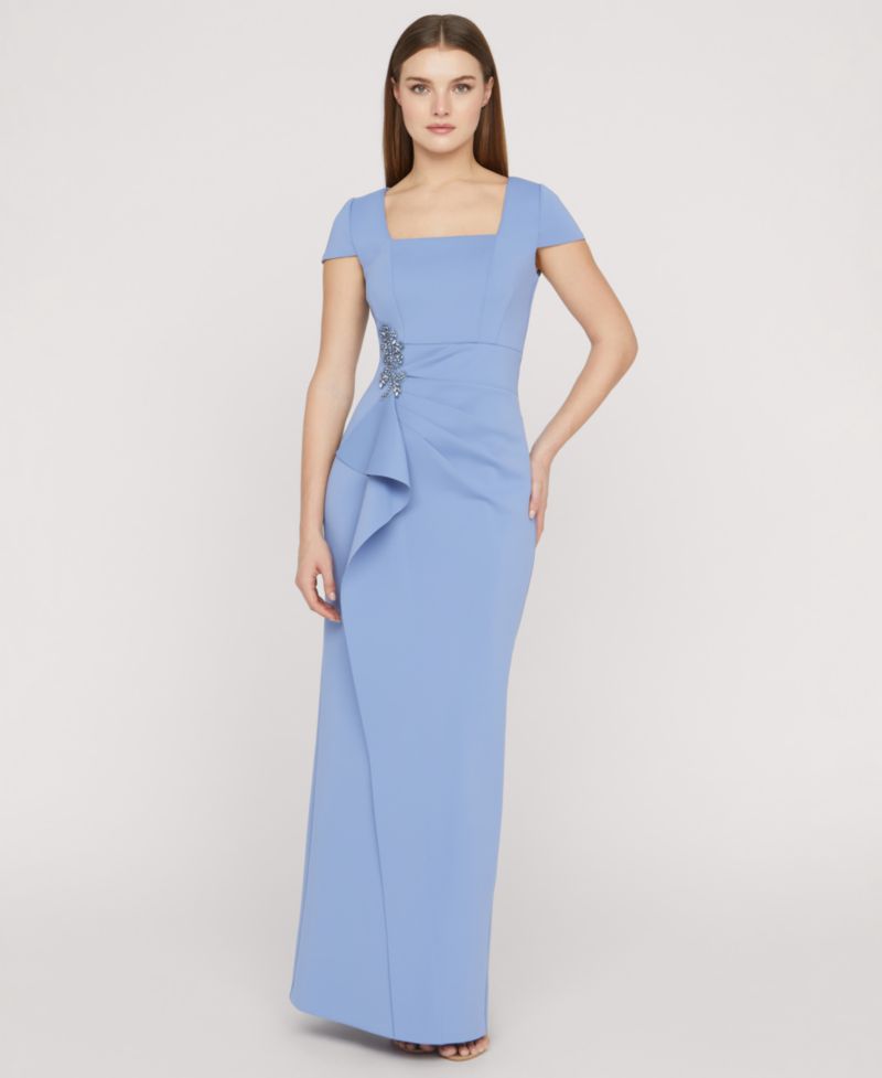 Women's Square Neck Front-Cascade Gown