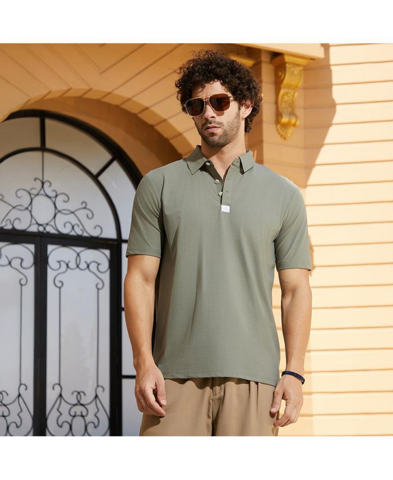 Men's Olive Green Seamless Cuboid Polo T-Shirt
