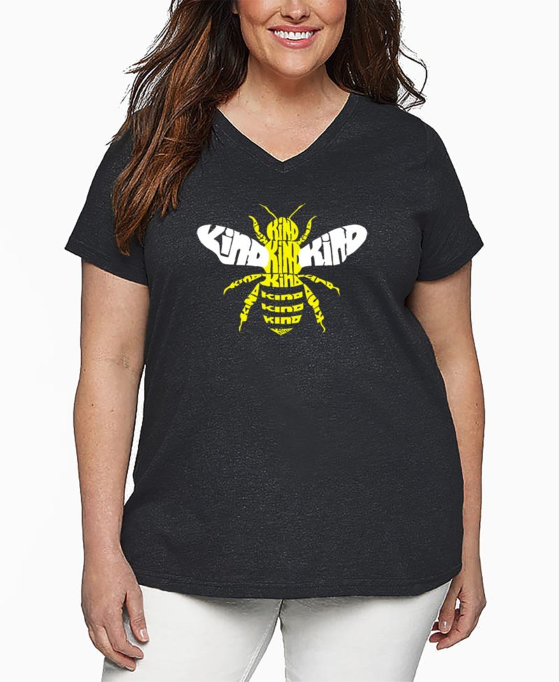Plus Size Bee Kind Word Art V-Neck T-Shirt