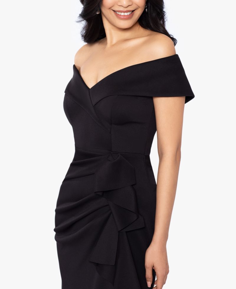 Women's Scuba Off-The-Shoulder Gown