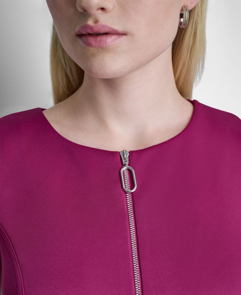 Women's Sleeveless Zip-Front Crewneck Dress