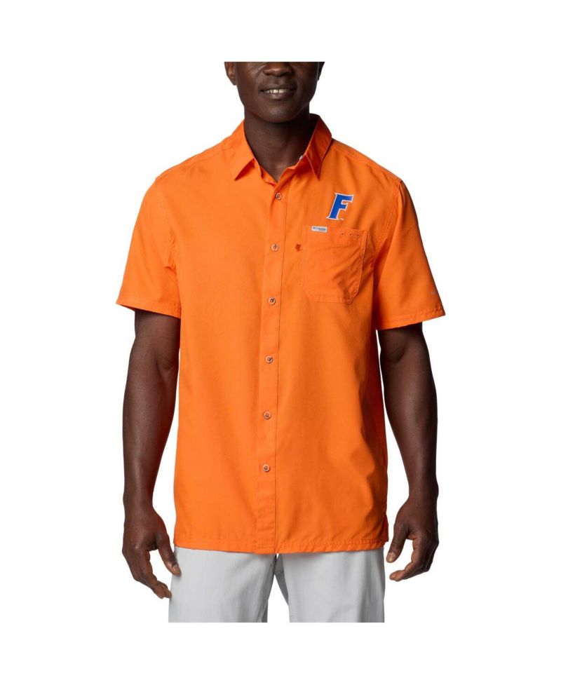 Men's Orange Florida Gators PFG Slack Tide Omni-Shade Button-Up Camp Shirt