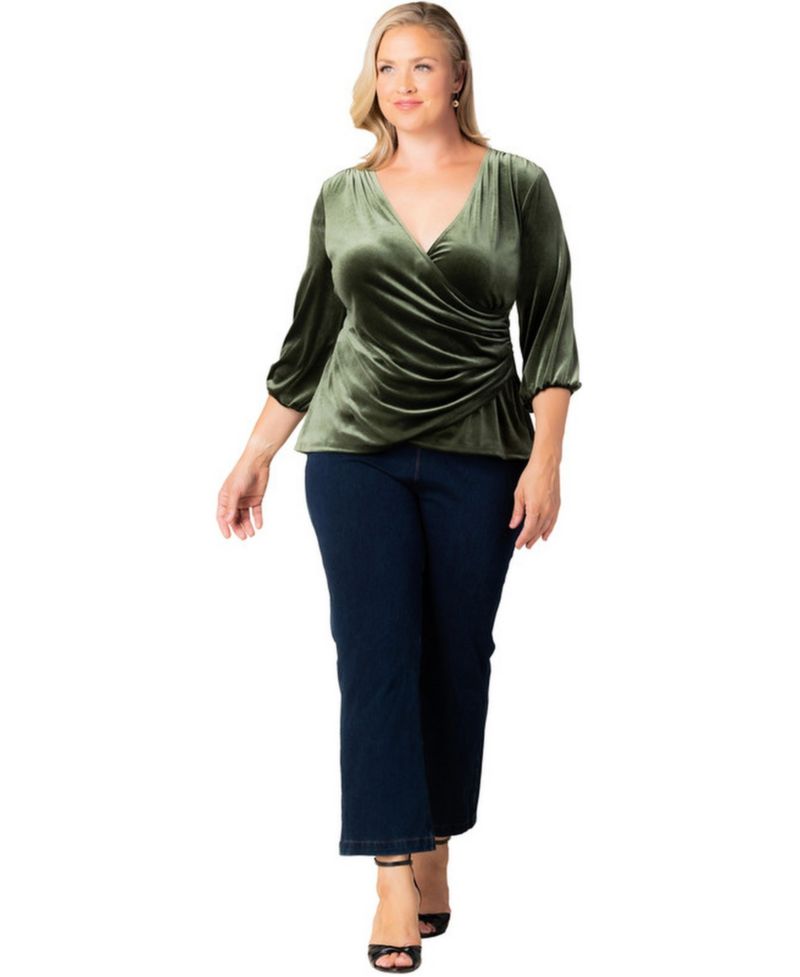 Plus Size Odette Velvet Faux Wrap Top