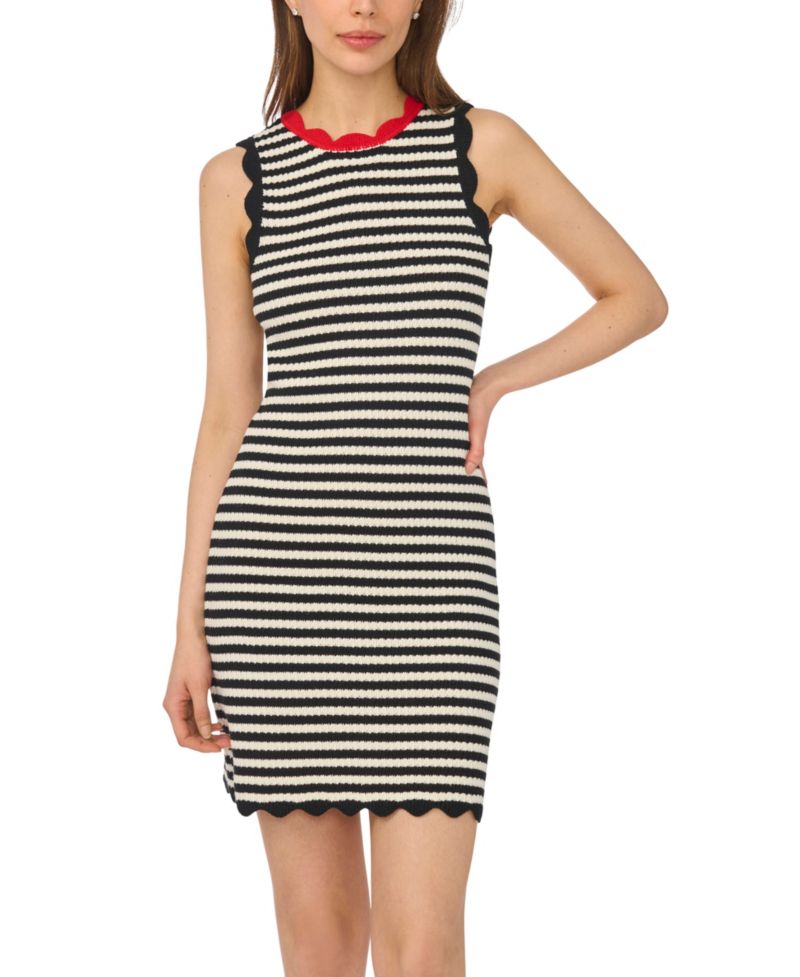 Women's Stripe Crewneck Sleeveless Mini Dress