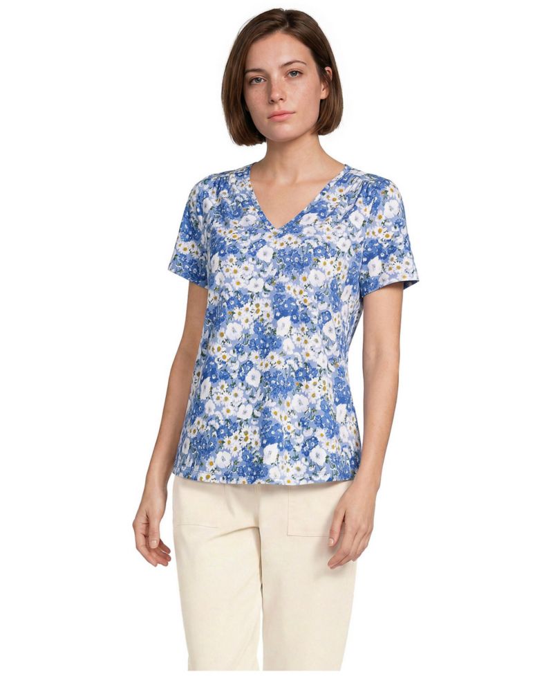 Women's Short Sleeve Lightweight Jersey Gathered Shoulder T-Shirt